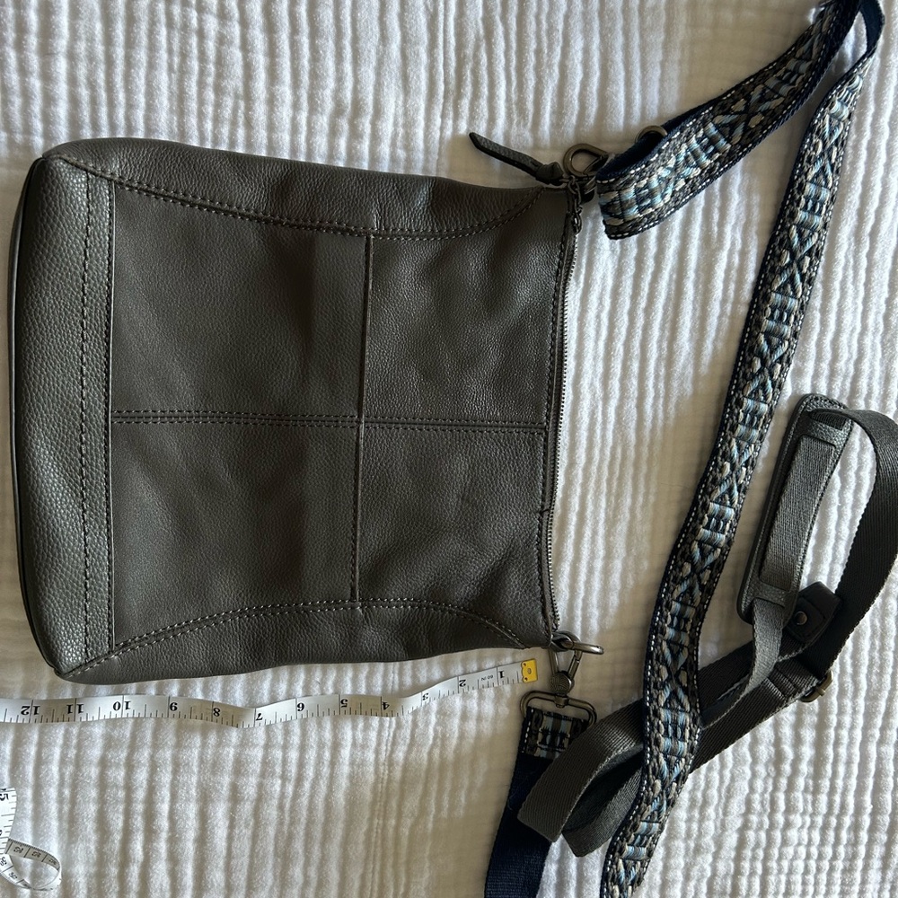 The Sak Gray Crossbody Bag with Patterned Strap